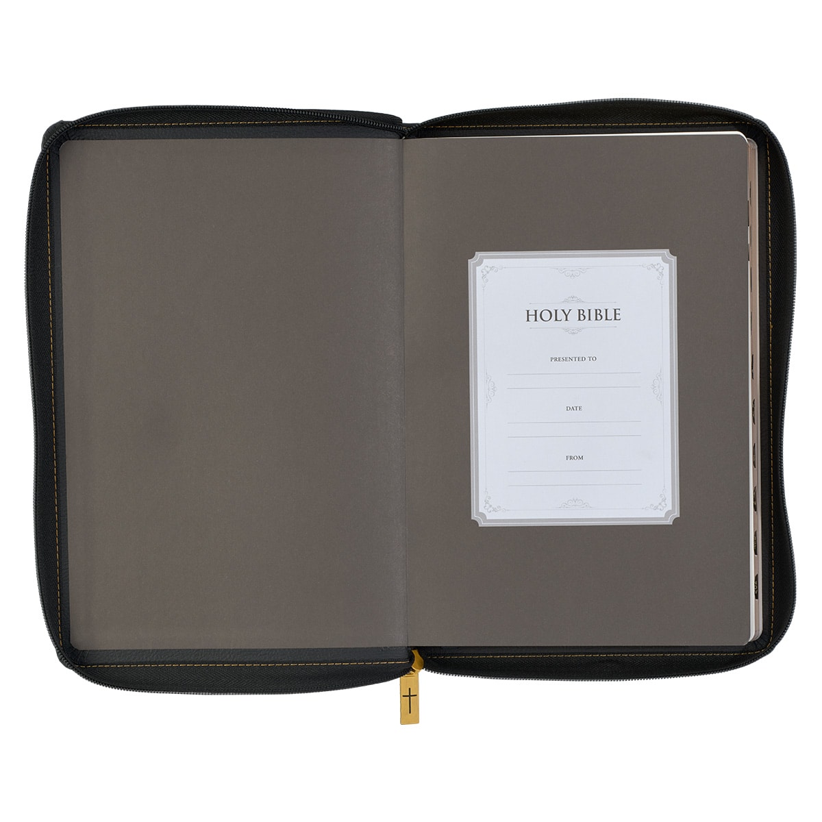 Black Faux Leather Large Print Thinline KJV Bible with Thumb Index and  Zippered Closure - KJV Bibles